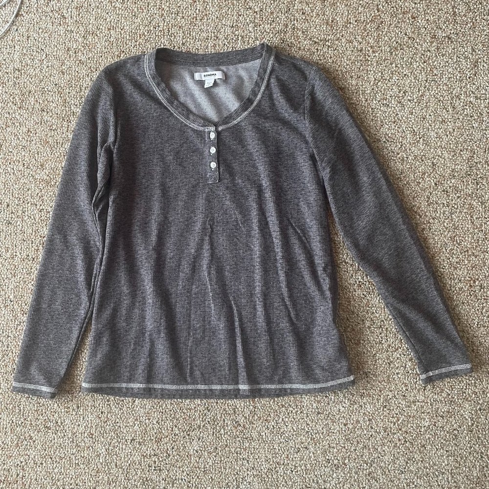 Sonoma Long Sleeve Gray Shirt Size S
